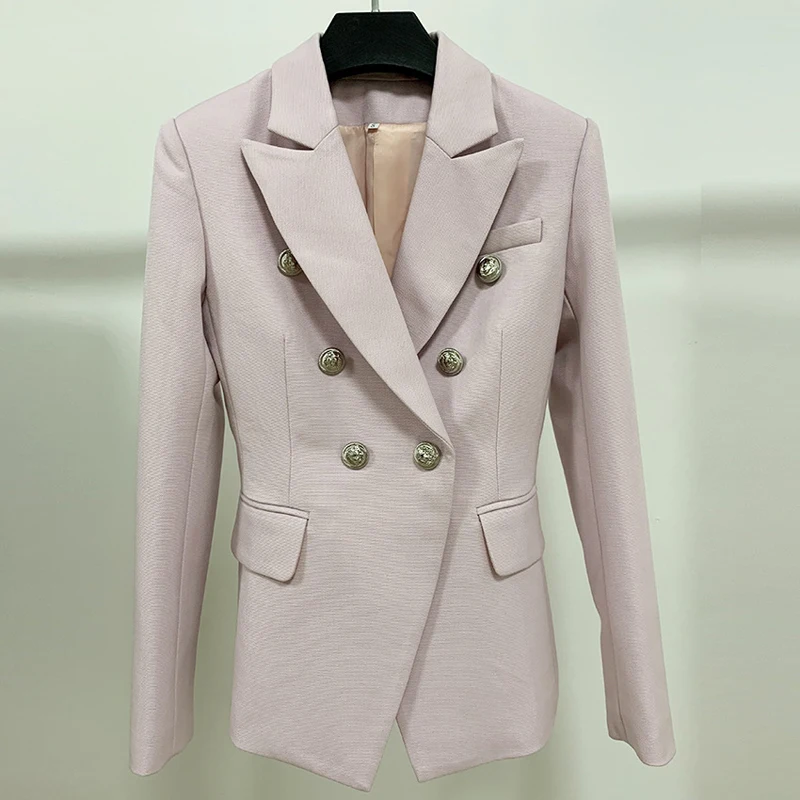 Newest 2019 Designer Women's Jacket Blazer Coat Classic Solid Double Breasted Long sleeve Slim Female Office Blazers Outwear