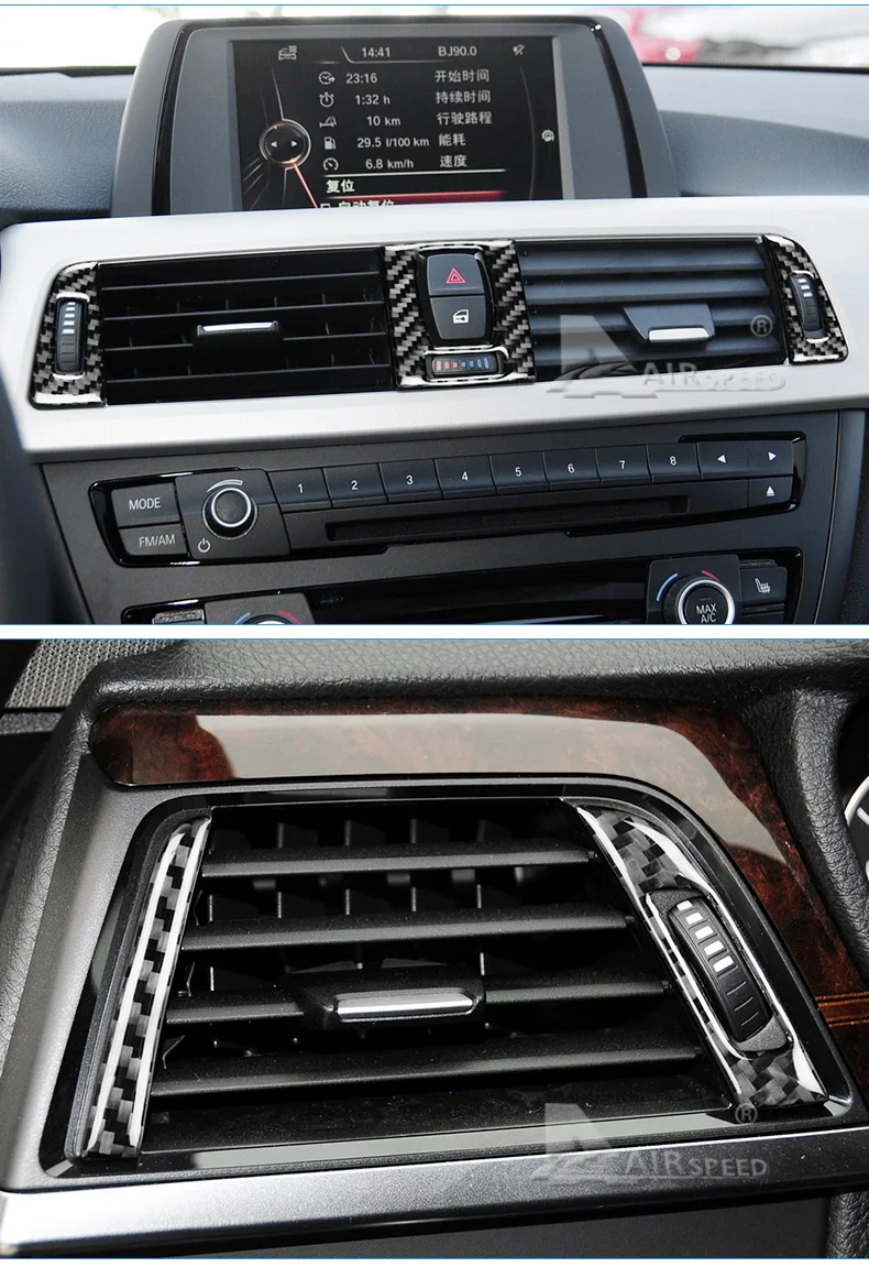 Carbon Fiber Car Center Console Air Outlet Frame Air Conditioning Vent Trim Sticker Styling for BMW F30 F34 Accessories (6)