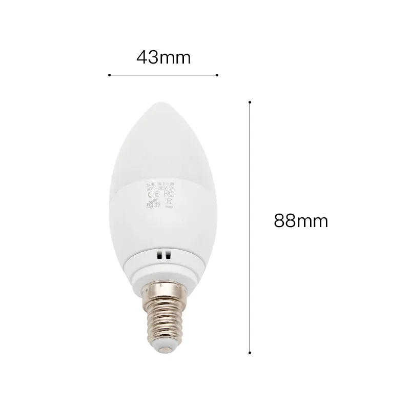 WiFi светодиодный светильник в форме свечи E14 5 Вт, равный 40 Вт, светодиодный светильник RGB+ теплый белый, меняющий настроение, домашний комплект, работает с Alexa Google Home