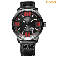 2016 EYKI New Non-mainstream Rive Luminous Hands Fashion Watch With Leather Strap Men Calendar Sport Watches Thorloges Mannen