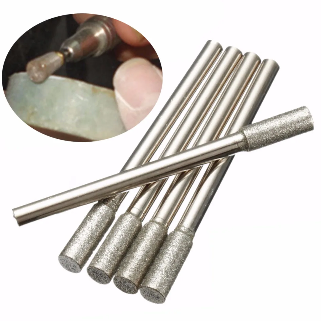 5pcs/set  New Diamond Grinding Burr Drill Bits 4mm Grinding Diameter For Rotary Tool