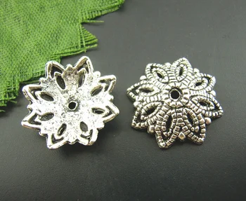 

8SEASONS 60PCs antique silver-color Floral End Bead Caps 16mm Dia. (B01359)