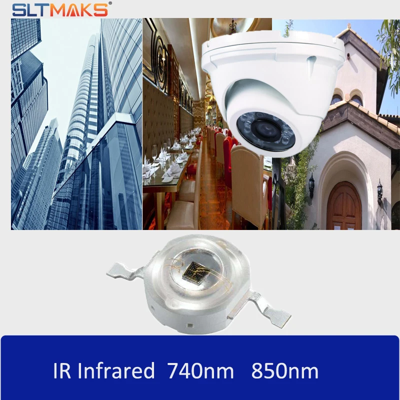 10PCS/lot High Power LED Chip 740nm 850nm IR LED Infrared 3W 5W Emitter