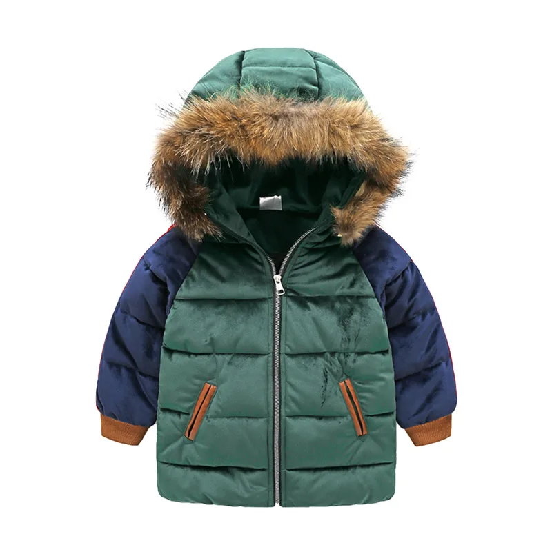 Верхняя одежда для мальчиков; верхняя одежда; пальто; коллекция года; От 3 до 12 лет для холодной зимы; стеганая хлопковая Стеганая утепленная куртка с капюшоном и рисунком для маленьких мальчиков