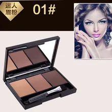 MAX пудра для бровей 3 Цвета Палитра пудры для бровей водонепроницаемая и защита от размазывания с зеркалом и кисти для бровей внутри