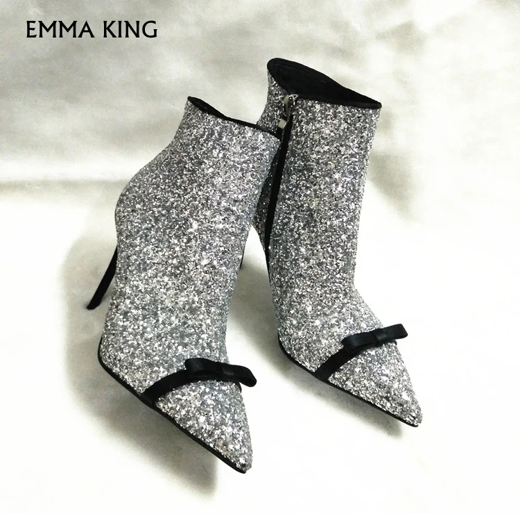 

Spring/Autumn Fashion Sexy Pointy Toe Ankle Boots For Women Cute Bow High Heel Botas Mujer Dress Party Shoes Woman Plus Size