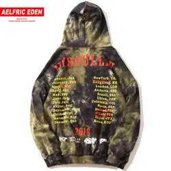 Aelfric Eden Tie Dye письмо печати толстовки повседневное Мужской пуловер уличная Зима хип хоп верхняя одежда пара с капюшоном Sweathshirts KJ76