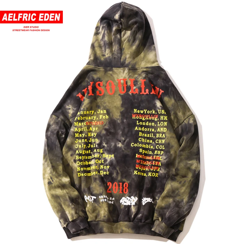 

Aelfric Eden Tie Dye Letter Print Hoodies Casual Mens Pullover Streetwear Winter Hip Hop Outwear Couple Hooded Sweathshirts KJ76