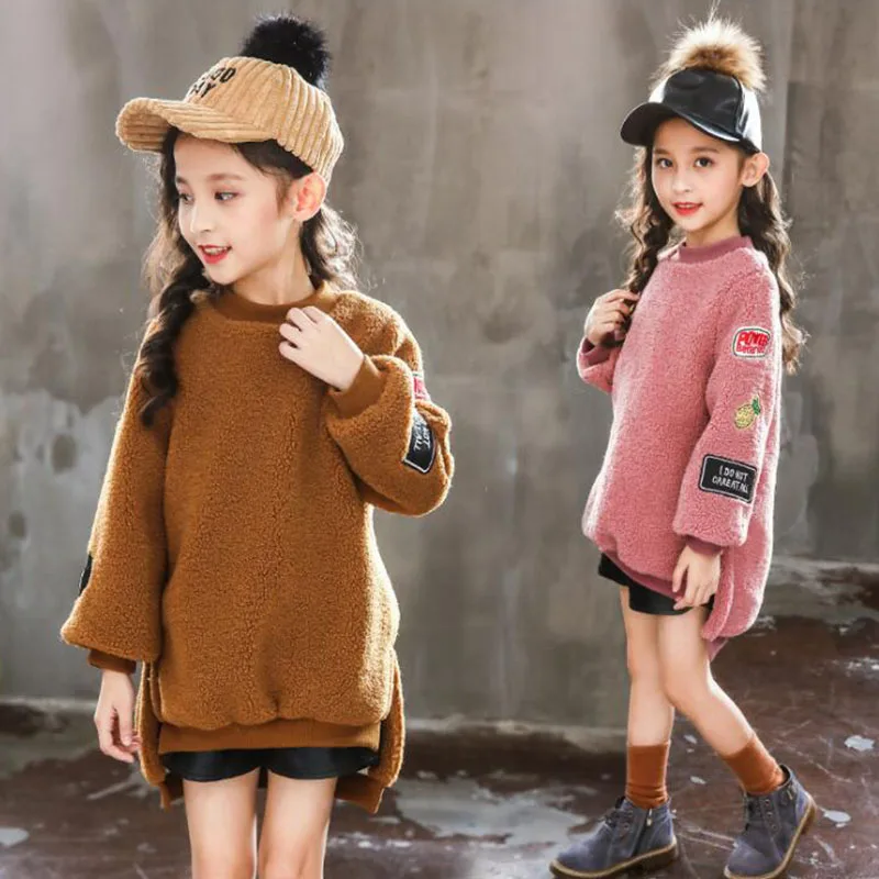 Winter warm thick cashmere sweater for girls jackets round neck jackets for girls coat children clothes (7)