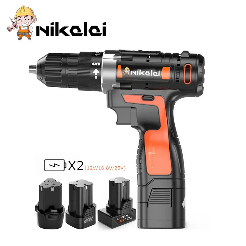 12V 16.8V 25V Electric Screwdriver Power Tools professional Cordless Drill Battery Screwdriver Waterproof motor Electric Drill