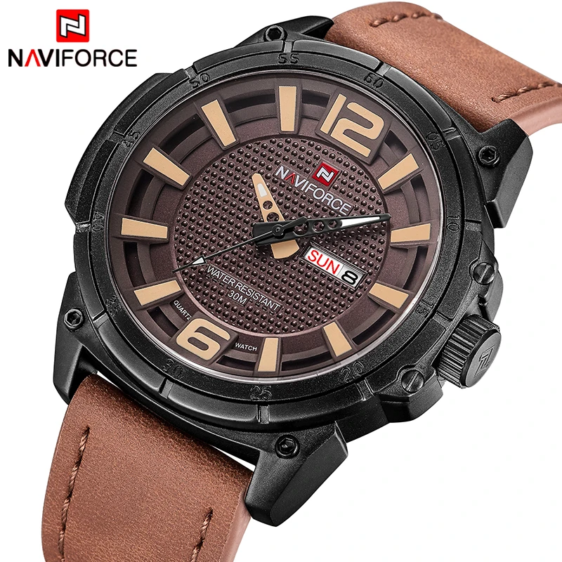 

NAVIFORCE Luxury Men Quartz Military Watch Man Fashion Casual Waterproof Sport Watches Male Leather Date Clock Relogio Masculino