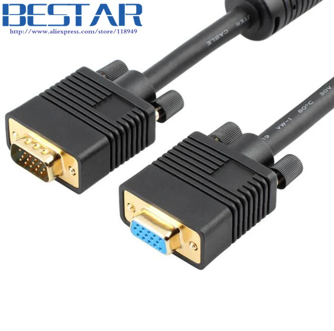 Cable VGA 3+9 1.5m VGA male to VGA female M F HD Extension Cable 3 9 with screws For Computer
