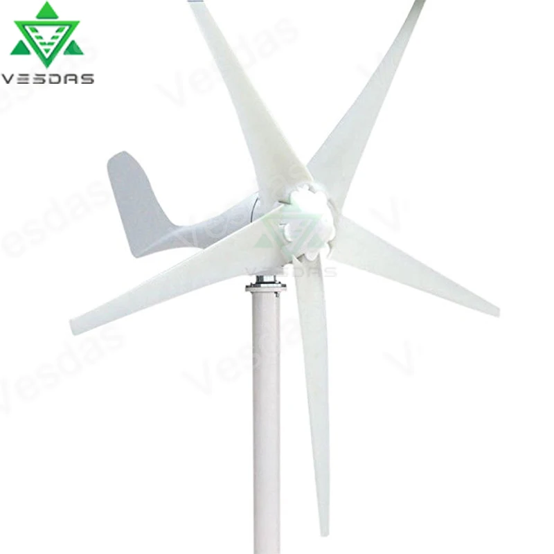 

Vesdas 100W 12V 24V 3/5 Blades Samll Size Powerful Wind Turbine Generator 2m/s Low Wind Start Speed Suitable for Home Boat Use