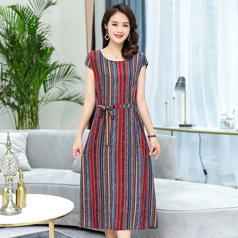 

2019 ALMUERK Summer Women Dress Short Sleeve O-Neck Casual Female Clothing Brand Plus Size Loose Women Big Size Dress XL-6XL