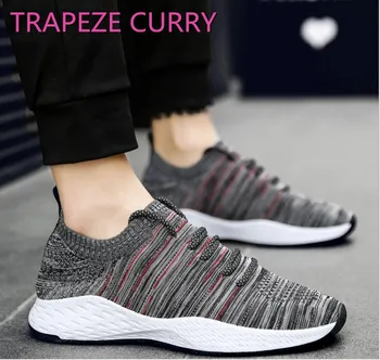 

New listing hot sale Spring and summer men Flying line Breathable running shoes sneakers