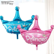 1 Mini globos brillantes de corona de princesa globos de cumpleaños decoraciones bodas fiestas cumpleaños infantil artículos de globos rosa azul
