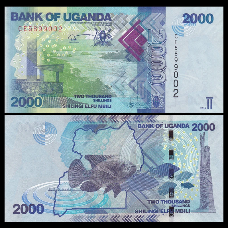 Lot1/5/10 шт Уганда 2000 шиллинг 2019 P-50e UNC Uncirculated Коллекционные вещи подарок Африка