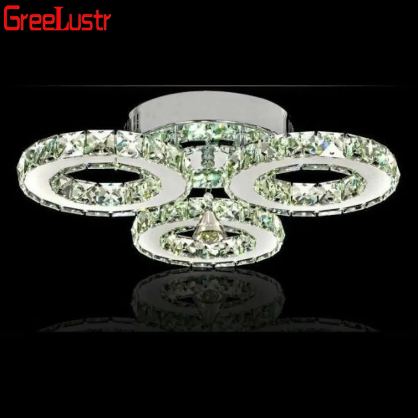  3/5 Rings K9 Crystal LED Chandeliers Lighting Modern Chrome Plafon Lustre Luminaire Stainless Steel - 32925966676