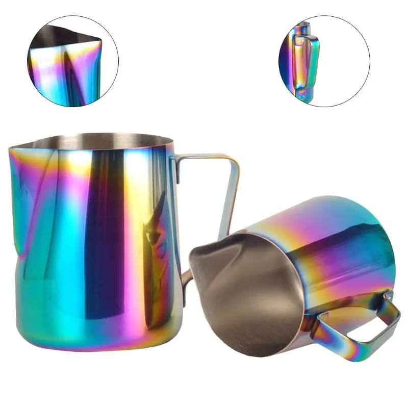 Stainless Steel Milk Frothing Pitcher Plated With Titanium Creamer Latte Art Cup Coffee Latte Cappuccino