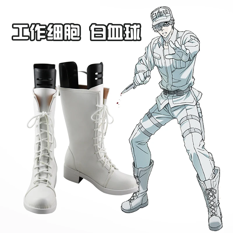 

New Cells at Work! Hataraku Saibou White Blood Cell Cosplay Boots Anime Shoes Custom Made