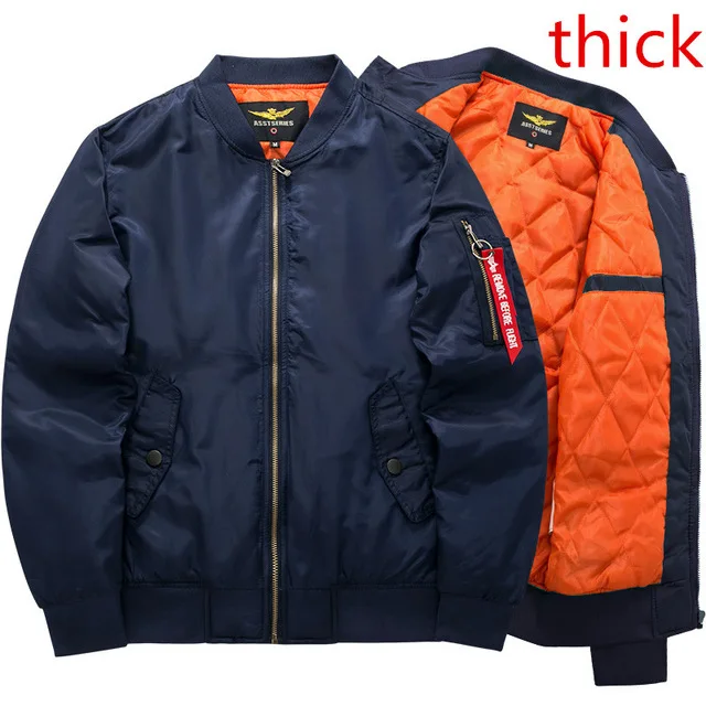 Куртка-бомбер, Мужская модная Толстая теплая осенне-зимняя куртка в стиле милитари для мотоцикла, мужская куртка летчика Ma-1, Брендовое пальто летчика ВВС - Цвет: 8808 Blue