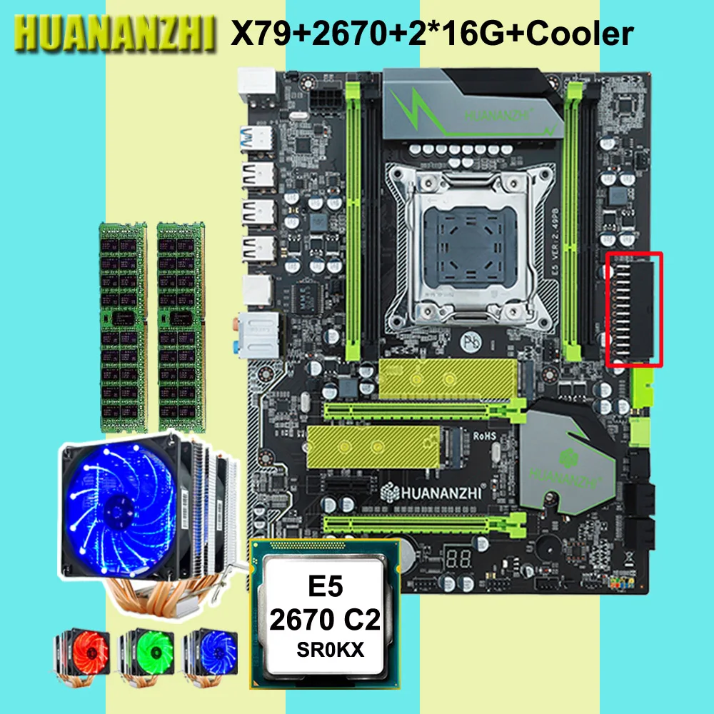 Скидка компьютерных HUANANZHI X79 Pro Материнская плата с двумя M.2 NVMe слот Процессор Xeon E5 2670 C2 с 6 Трубок охладитель оперативная память 32G (2*16G) Скидка компьютерных HUANANZHI X79 Pro Материнская плата с двумя M.2 NVMe слот Процессор Xeon E5 2670 C2 с 6 Трубок охладитель оперативная память 32G (2*16G)