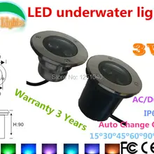 Автоматическое изменение Цвет RGB 3 Вт открытый подводный светодиодный светильник 12V Водонепроницаемый IP68 Бассейн светильник s CE по ограничению на использование опасных материалов в производстве Пруд лампы светодиодные лампы фонтан
