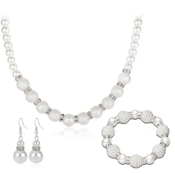 

2018 Bridesmaid Pearl Jewelry Sets Necklace Earrings Bracelet Per Set Dubai Jewelry Sets for Wedding Free Gifts