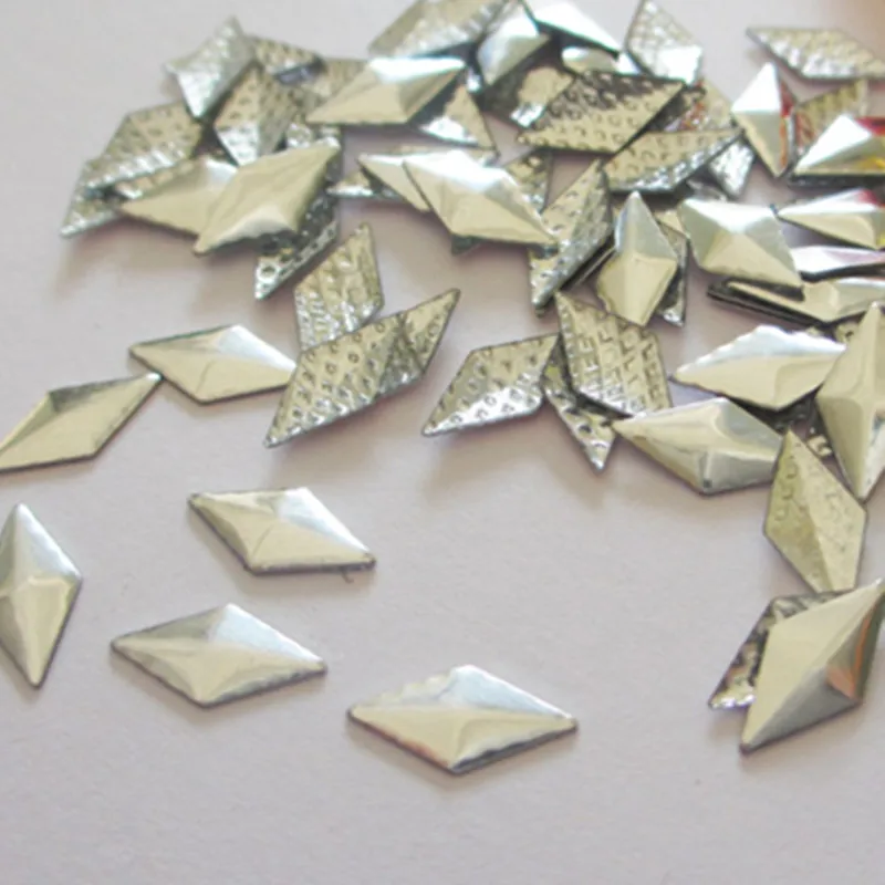 500 шт 6*12 мм серебро Lozenge/в форме ромба крутые фиксируемые Стразы плоская задняя