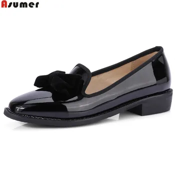 

ASUMER black red fashion spring autumn shoes woman square toe shallow casual single shoes square heel women low heels shoes