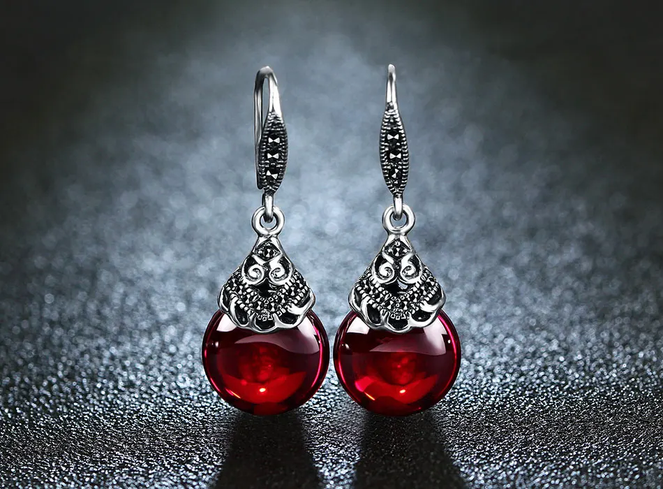 HTB1F3ZDfdLO8KJjSZFxq6yGEVXas - JIASHUNTAI Retro 100% 925 Sterling Silver Round Garnet Drop Earrings For Women Natural Red Gemstone Ruby Fine Jewelry Best Gifts