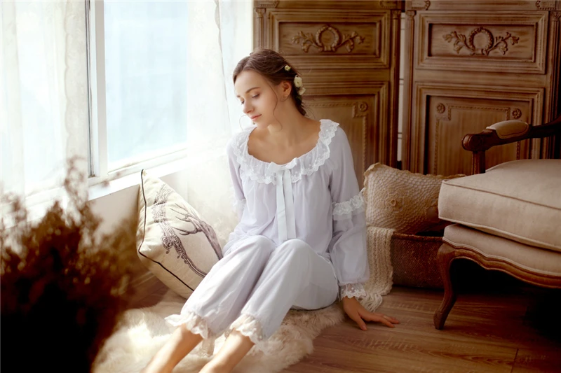 2019 пижамы для Для женщин плотная Пижама комплекты Для женщин пикантные Удобные домашняя одежда Винтаж Indoor Костюмы полные штаны пижамы # H450