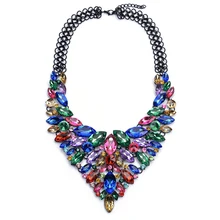 Gros Collier Femme 2016 ZA Maxi Necklaces Pendants Bijoux Ras De Cou Bijou Gem Crystal Flower Choker Jewelry Ketting Friends