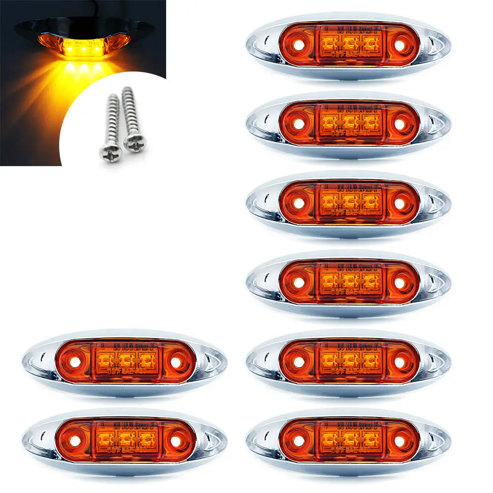 Car Styling 8x Amber 10v30v 3 Led Side Marker Light Clearance