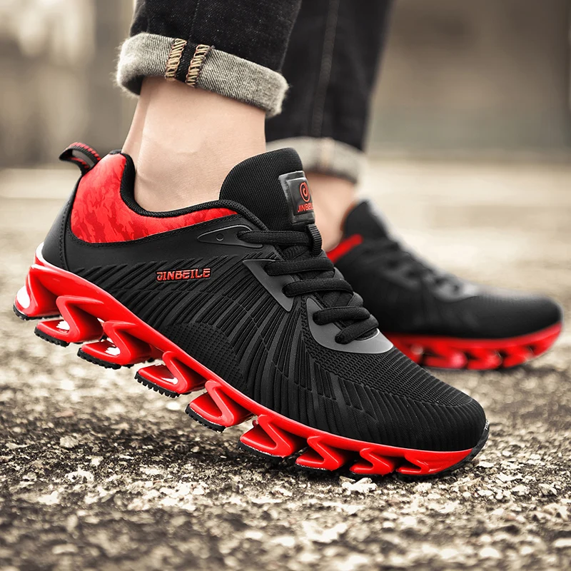 JINBEILE Sneakers Men Road Running Jogging Walking Sports Shoes High-Quality Lace-Up Athietic Breathable Mesh Male Sneakers 