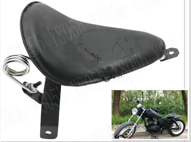 Motorcycle Skull Leather Solo Spring Seat+Mounting Bracket For Kawasaki