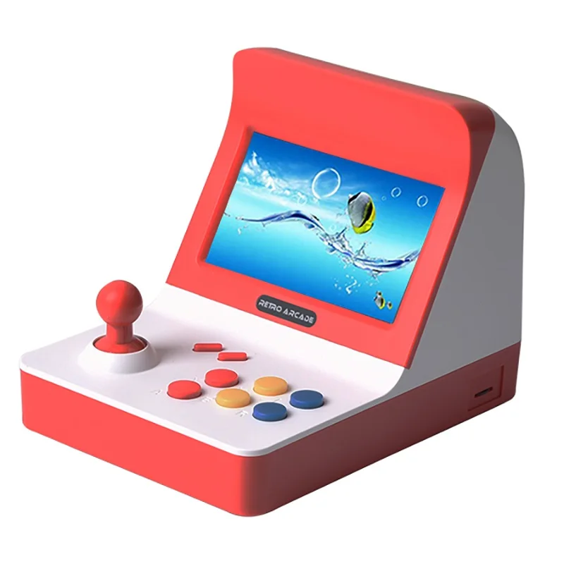 64 Bit Ретро аркадная мини-игровая консоль 4,3 дюймов, встроенный в 3000 игр, портативная игровая консоль, семейный подарок для детей, поддержка загрузки - Цвет: Red-White