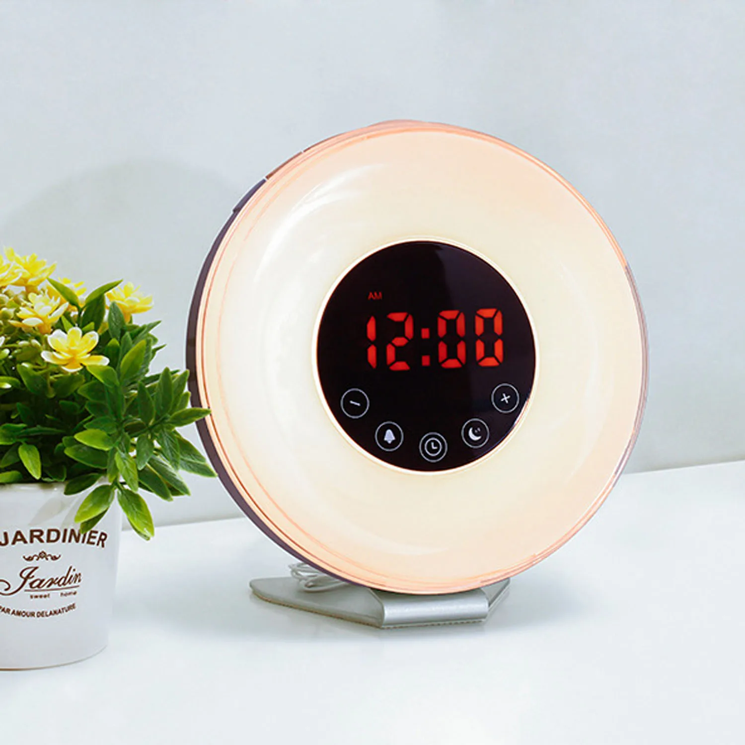 

Gosear Wake Up Light Sunrise Sunset Simulator Digital Alarm Clock Colored LED Night Light with Snooze Function and FM Radio
