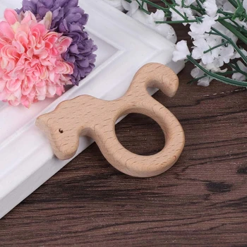 

Baby Teether Natural Beech Wood DIY Horse Shape Ring Craft Chew Handmade Kid Toy