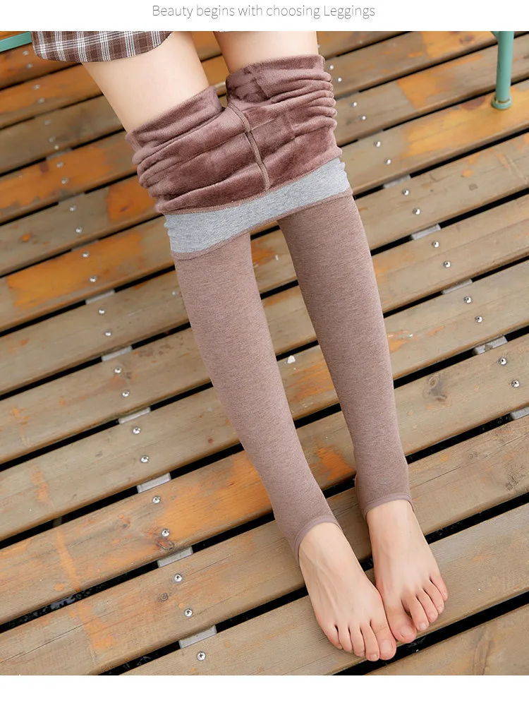 Осенние теплые леггинсы Для женщин эластичные бархатные Тонкий стрейч толстые брюки женские леггинсы с флисовой подкладкой Термальность
