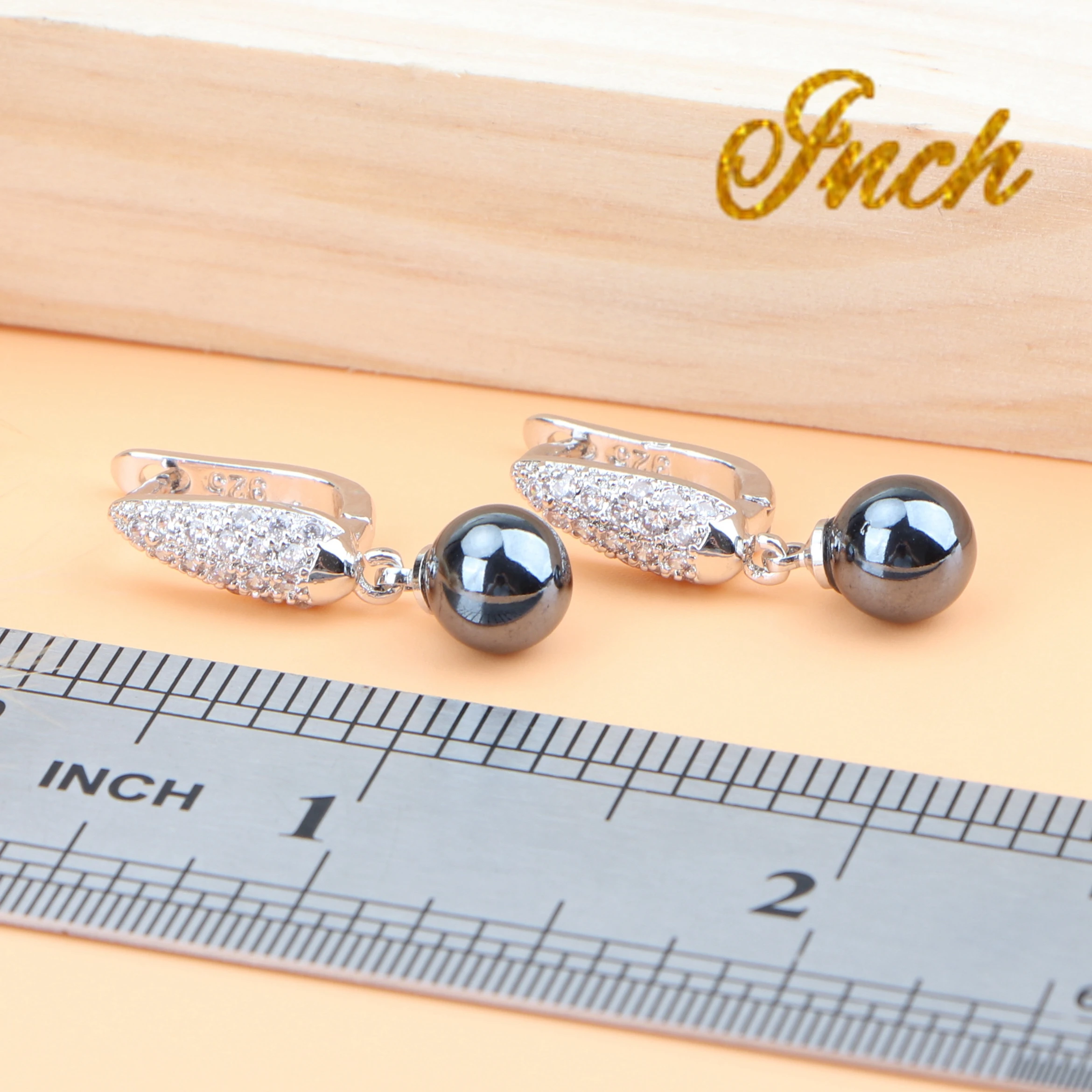 Koop Zwarte Parels Bruids Sieraden Sets Vrouwen Zilver 925 Bruiloft Sieraden Zirkoon Oorbellen Armbanden Ringen Hanger Ketting Set Gift Box