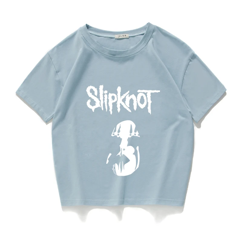 Футболка с тяжелым металлом Slipknot, Женская хлопковая уличная футболка из хлопка, женские короткие топы, хипстерский укороченный топ, женская одежда