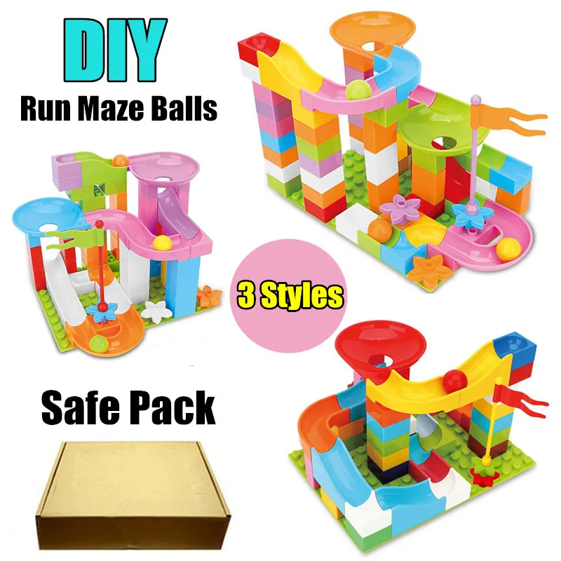 

Big Size Building Brick Funnel Slide bricks Marble Race Run Maze Balls Track fit duplo Building Blocks kid gift diy toy