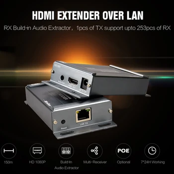 

VE891 120m IP HDMI Extender Independent 3.5mm Audio IR Separation over TCP IP LAN UTP Cat5e cable network Router cascading mode