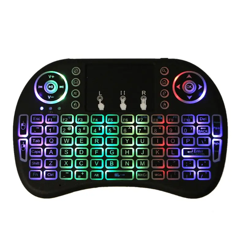 

RGB Rechargeable LED Backlits 2.4GHz Wireless i8 Keyboard Touchpad Fly Air Mouse with Touchpad Remote Control Android TV Box