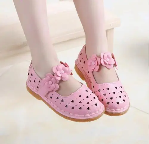 

PU Leather Shoes For Girls Hook&Loop Breathable Pincess Girls Shoes Spring Footwear Beach Flats Eur Size 21-36 New