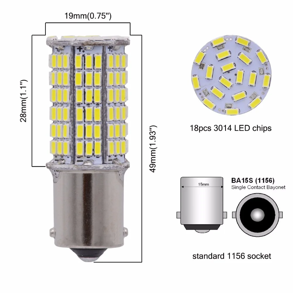 1 шт. Супер Белый 1156 BA15S 1141 1003 7506 3014 114SMD Светодиодный лампочки CanBus Erro Поворотная сигнальная Резервное копирование задний фонарь заднего тормоза задний фонарь свет