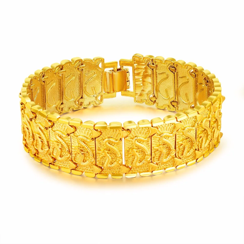 FATE LOVE Brand Fashion Chain Link Clasp Bracelet & Bangles Gold Color Copper Metal jewelry for Men Male