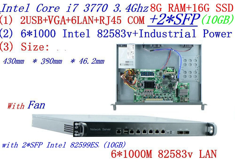 Intel core i7 3770 3 4G 1U сервер брандмауэра с 2*10 Gb SFP 6*82583 v гигабитная lan Поддержка ROS RouterOS и