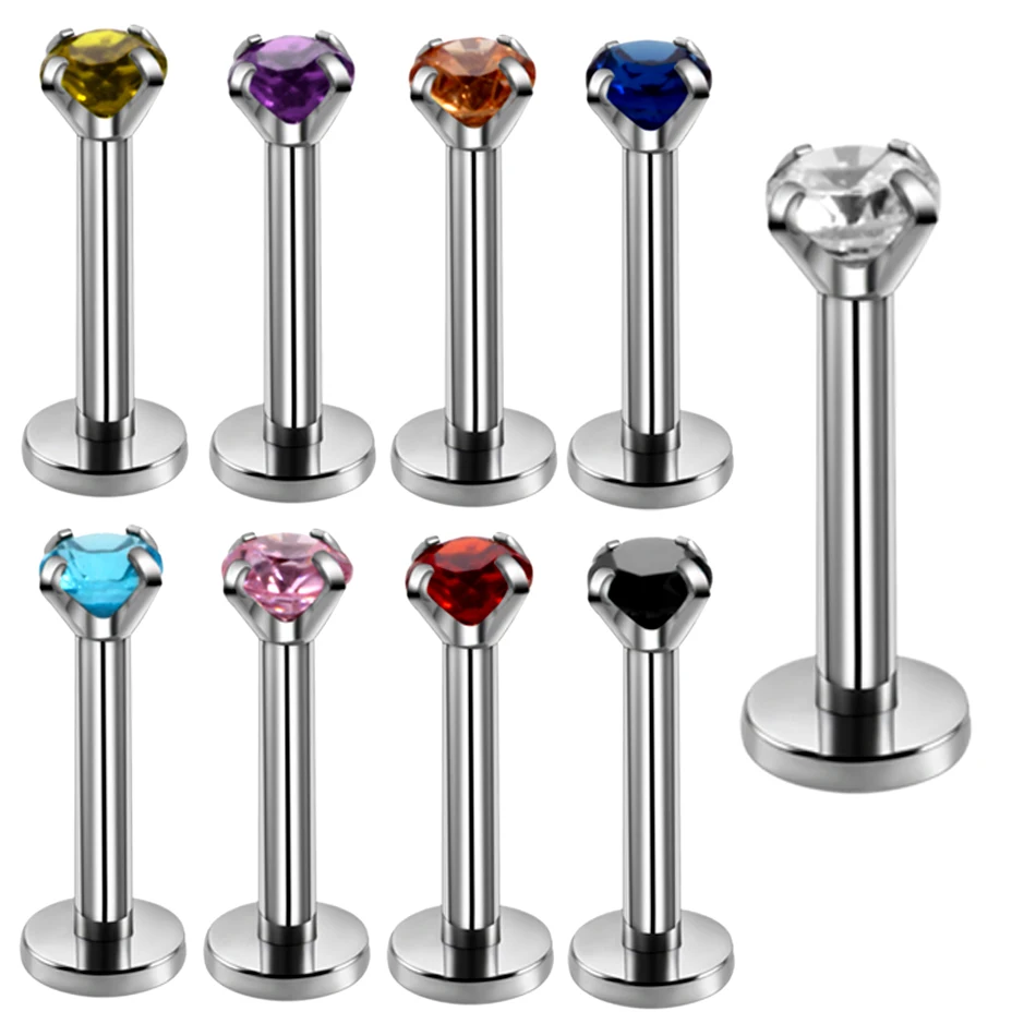 

Swanjo 9pcs/lot Steel Lip Rings Piercings Crystal Mixed Colors Labret Monroe Rings Earring Piercings Tragus Rings Body Jewelry